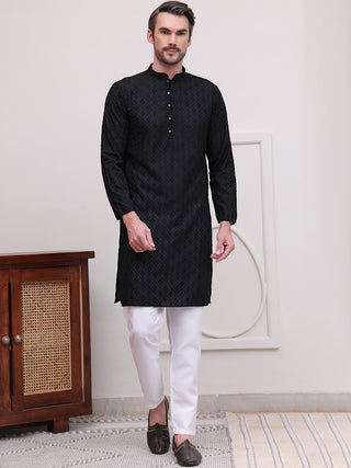 Embroidered Cotton Kurta with Pyjama