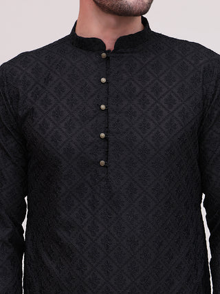 Embroidered Cotton Kurta with Pyjama