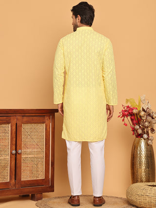Embroidered Cotton Kurta with Pyjama