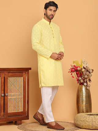 Embroidered Cotton Kurta with Pyjama