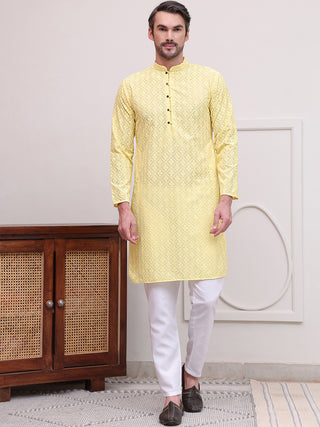 Embroidered Cotton Kurta with Pyjama