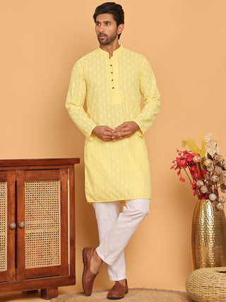 Embroidered Cotton Kurta with Pyjama