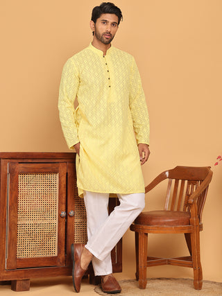 Embroidered Cotton Kurta with Pyjama