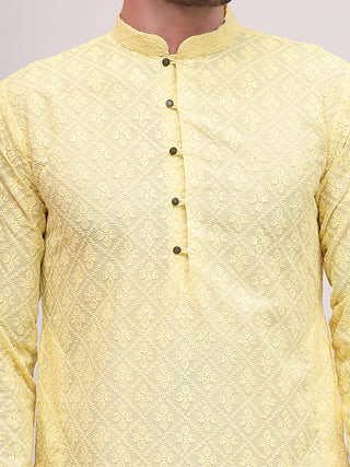 Embroidered Cotton Kurta with Pyjama