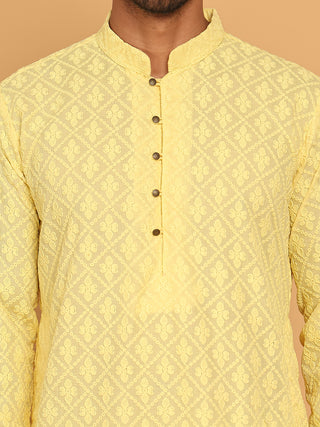 Embroidered Cotton Kurta with Pyjama