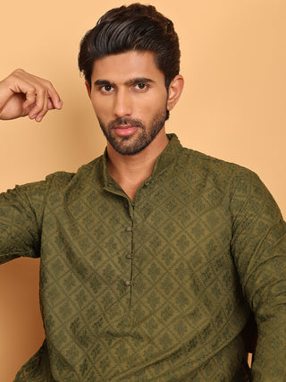 Embroidered Cotton Kurta with Pyjama