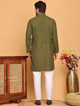 Embroidered Cotton Kurta with Pyjama