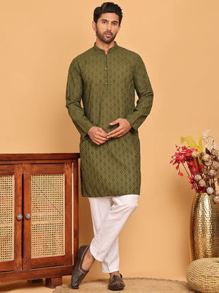 Embroidered Cotton Kurta with Pyjama