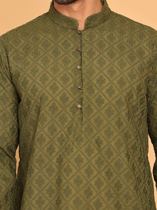 Embroidered Cotton Kurta with Pyjama