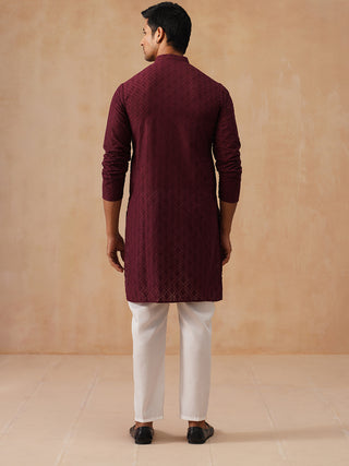 Embroidered Cotton Kurta with Pyjama