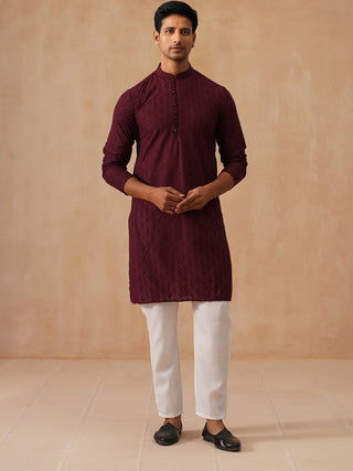 Embroidered Cotton Kurta with Pyjama