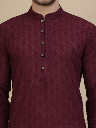 Embroidered Cotton Kurta with Pyjama