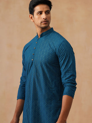 Embroidered Cotton Kurta with Pyjama