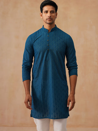 Embroidered Cotton Kurta with Pyjama
