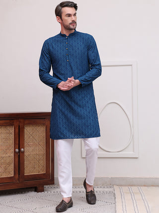 Embroidered Cotton Kurta with Pyjama