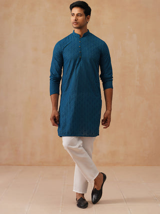 Embroidered Cotton Kurta with Pyjama