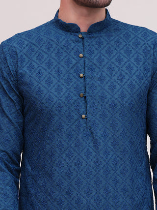 Embroidered Cotton Kurta with Pyjama