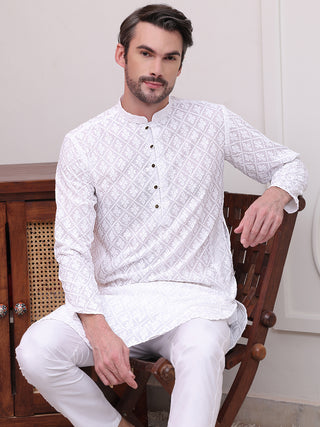 Embroidered Cotton Kurta with Pyjama