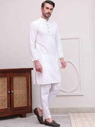 Embroidered Cotton Kurta with Pyjama