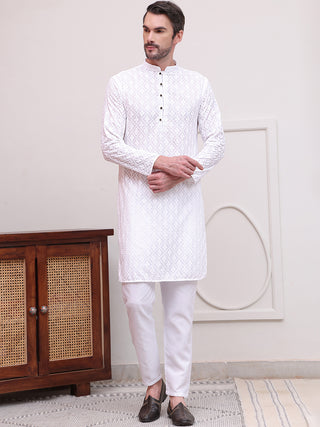 Embroidered Cotton Kurta with Pyjama