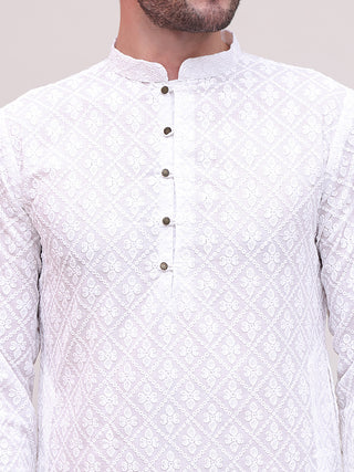 Embroidered Cotton Kurta with Pyjama