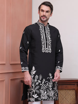 Floral Embroidered Kurta Pyjama Set