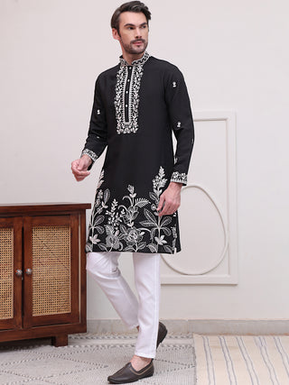 Floral Embroidered Kurta Pyjama Set