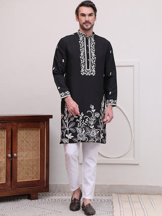 Floral Embroidered Kurta Pyjama Set