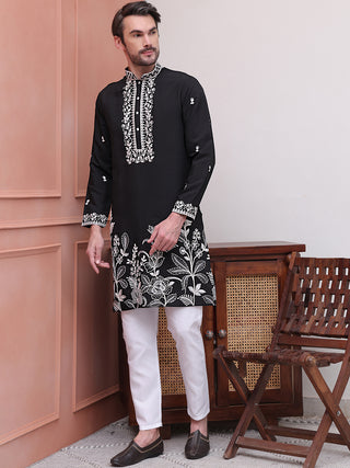 Floral Embroidered Kurta Pyjama Set