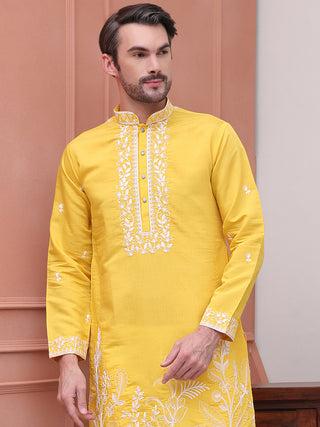 Floral Embroidered Kurta Pyjama Set