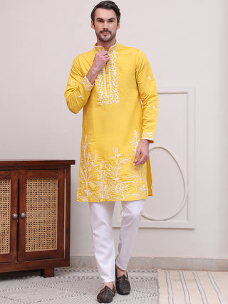 Floral Embroidered Kurta Pyjama Set