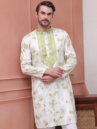 Stone Print With Embroidered kurta Set