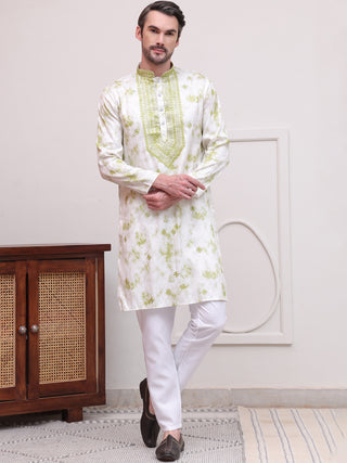 Stone Print With Embroidered kurta Set