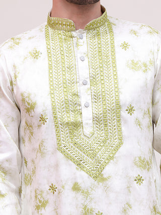 Stone Print With Embroidered kurta Set