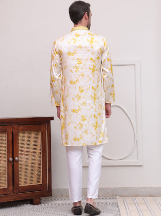 Stone Print With Embroidered kurta Set