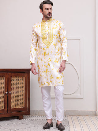 Stone Print With Embroidered kurta Set