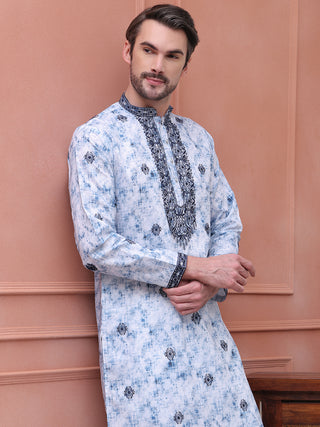 Stone Print With Embroidered kurta Set