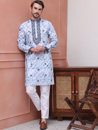 Stone Print With Embroidered kurta Set