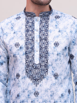 Stone Print With Embroidered kurta Set