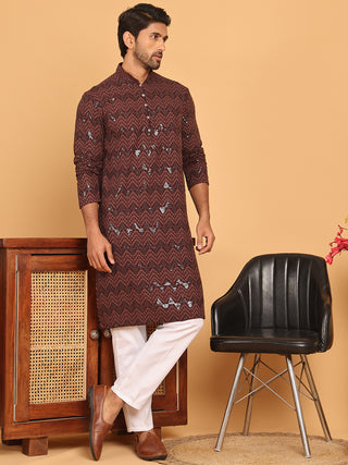 Sequin & Embroidered Kurta with Pyjamas
