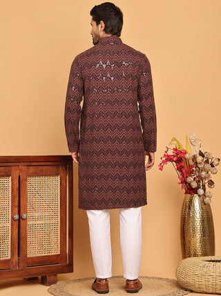 Sequin & Embroidered Kurta with Pyjamas