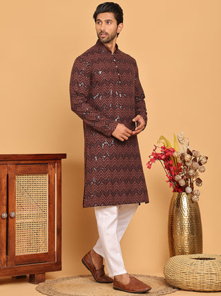Sequin & Embroidered Kurta with Pyjamas