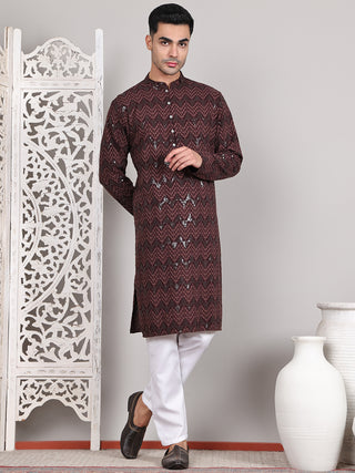 Sequin & Embroidered Kurta with Pyjamas