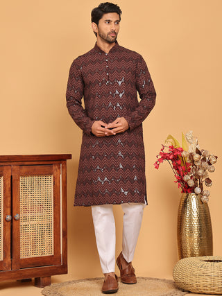 Sequin & Embroidered Kurta with Pyjamas