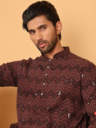 Sequin & Embroidered Kurta with Pyjamas