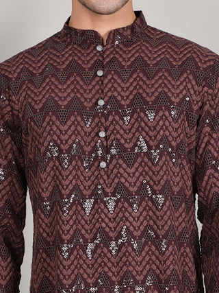 Sequin & Embroidered Kurta with Pyjamas