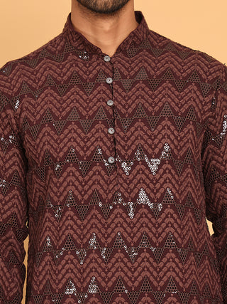 Sequin & Embroidered Kurta with Pyjamas