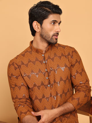 Sequin & Embroidered Kurta with Pyjamas