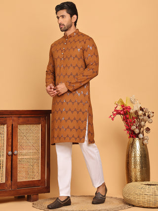Sequin & Embroidered Kurta with Pyjamas