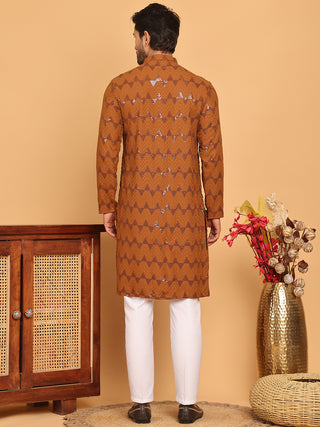 Sequin & Embroidered Kurta with Pyjamas
